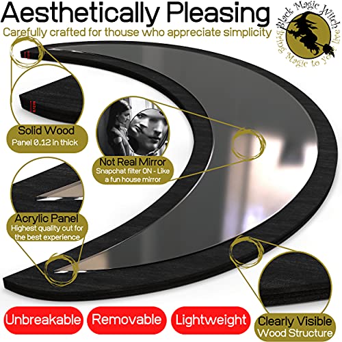 BLACK MAGIC WITCH Moon Phases Acrylic 5 Mirror Set - Natural Scandinavian Decor with Hanging Template - Moveable or Permanent Self-Adhesive - Spiritual Halloween Decoration with Gift Packaging - Thumbnail 2