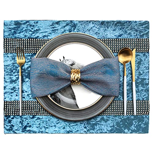 Jiino Teal Blue Placemats Set of 4 Bling Sequin Rhinestones