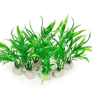 EPRHY Artificial Aquarium Plants Small Size 4 inch Approximate Height Fish Tank Decorations Home D¨¦cor Plastic Green 10 Pack