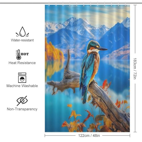 Rideau de douche oiseau en polyester imperméable pour salle de bain 122x183cm - 4