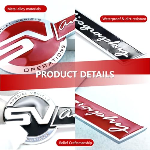 Image of Special Vechicle Symbol R-Dynamic Sports 3D Badge,Car Body Trunk Fender R-Dynamic Emblem Logo Sticker Compatible with Jagvar Land R0ver Accessories (SV Bright Black)