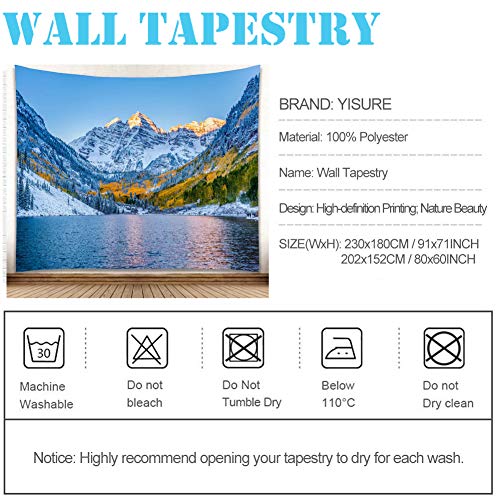 Yisure Extra Large Huge Tapestry 120(W) X 90(L) Inch, Snow Mountain Lake Landscape Colorado Winter Tapestry For Bedroom, Tibet Nature Scenery Wall Tapestry Hanging For Living Room Home Decoration #TOP4