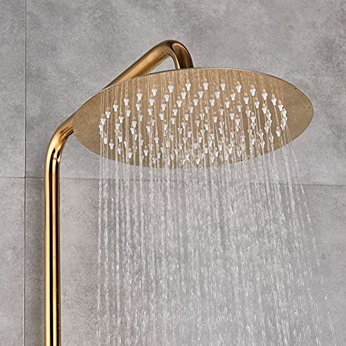 Précipitant la tête de douche 8 pouces et mélangeur de douche mural or