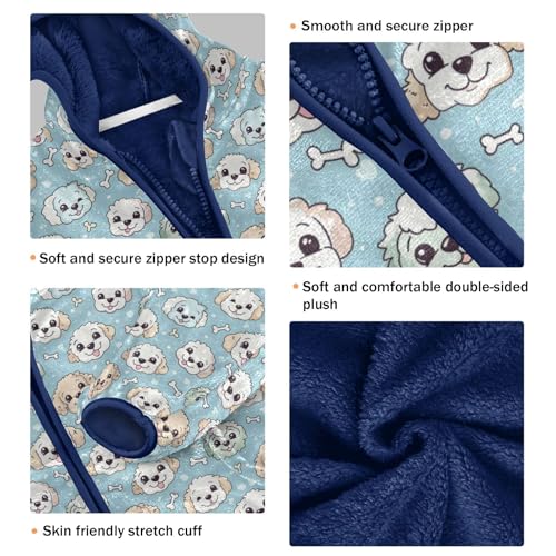 Cute Dog Puppy Bone Boys Fleece Coat,Children's Zip-Up Hoodie Jacket,Baby Warm Fashion Outerwear 3-10T,A1134203