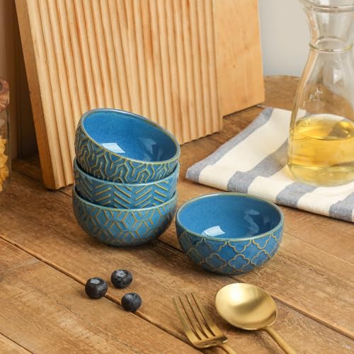 Sureasy Ceramic Ice Cream Bowls Set of 4-12 oz Blue Small Dessert Bowls for Kitchen, Perfect for Rice, Fruit, and Sauce, Microwave & Dishwasher Safe by Sureasy HOME & KITCHEN - Used condition - Image 7
