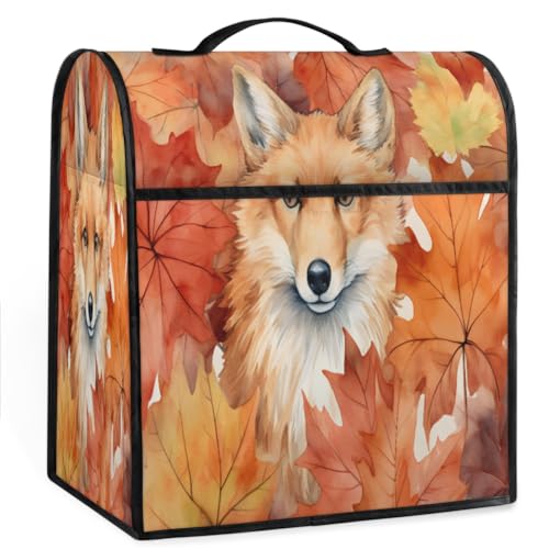 Coffee Maker Cover Fox Maple Leaf Cute Kitchen Appliance Covers Small Appliance Covers Blender Cover Juicer Cover Dust Covers for Kitchen Appliances with Top Handle and Pockets,Washable,B333