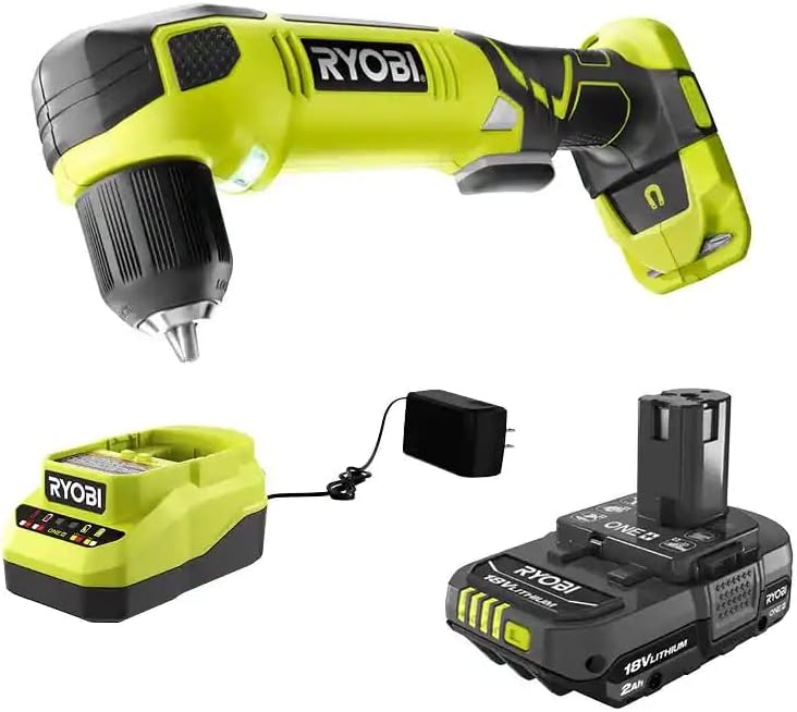 ONE+ 18V Cordless 3/8 in. Right Angle Drill with 2.0 Ah Battery and