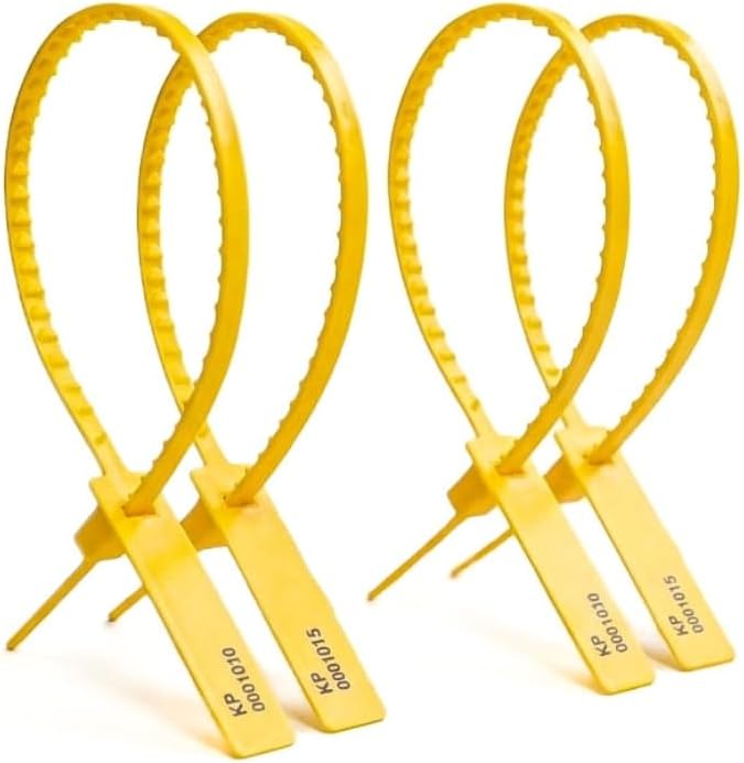 Made in UK Numbered Pull-Through Security Seal - Cost-Effective Tamper-Evident Solution for Sealing Cash Bags, Mail Sacks, Waste Sacks, Trailers, and roll-Cages (100, Yellow)