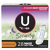 U by Kotex Security Maxi Overnight Pads With Wings, Regular, Unscented, Unscented, 28 Count