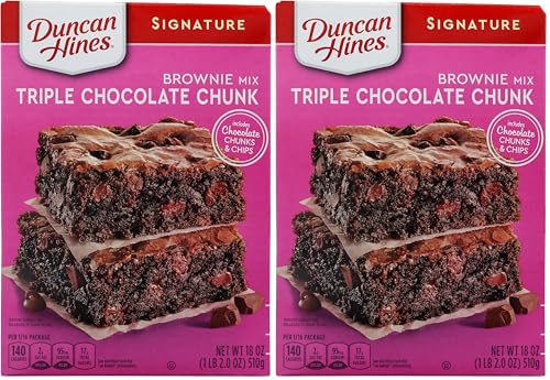 Duncan Hines Signature Triple Chocolate Chunk Brownie Mix, 18 OZ (Pack of 2)