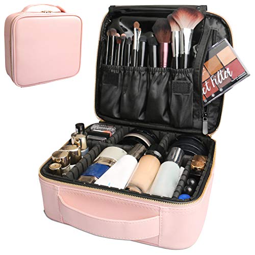 Bvser Travel Makeup Case, PU Leather Portable Organizer Makeup Train Case Makeup Bag