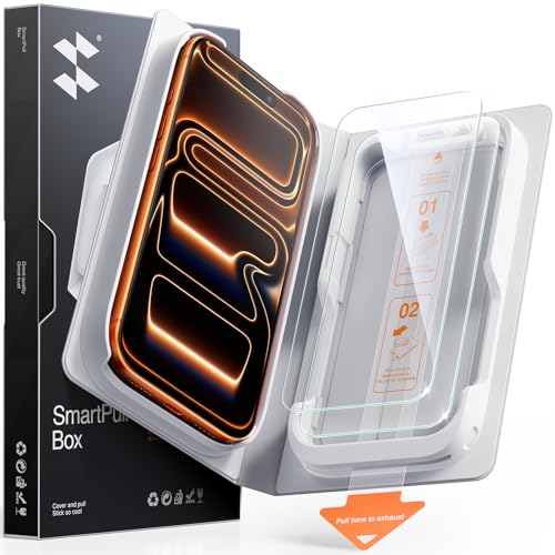 SMARTDEVIL 2-Pack Tempered Glass Screen Protector for iPhone 17 Pro Max, SmartPull Box Bubble-Free Instant Install Applicator, 9H Military-Grade Protection, Case-Friendly