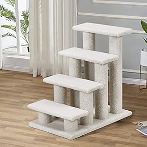 Tangkula-Pet-Stairs-for-Cats-and-Dogs-4-Step-Carpeted-Ladder-Ramp-Cat-Climber-Cat-Scratching-Post-Multi-Step-Dog-Stairs-for-High-Beds-Couch-Grayish-White - Cucciolini Doodles   Tangkula-Pet-Stairs-for-Cats-and-Dogs-4-Step-Carpeted-Ladder-Ramp-Cat-Climber-Cat-Scratching-Post-Multi-Step-Dog-Stairs-for-High-Beds-Couch-Grayish-White