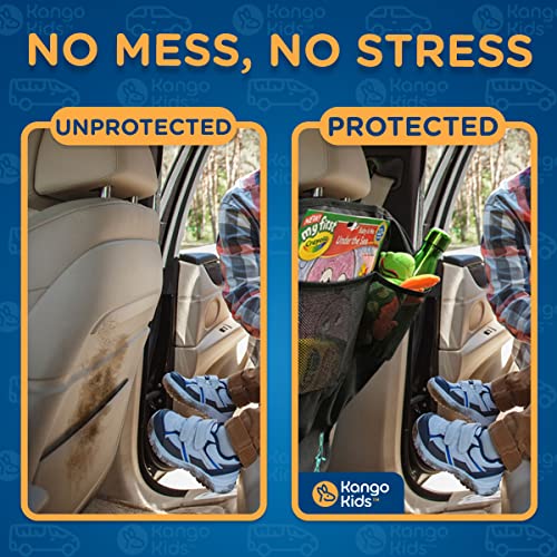 Kangokids Car Seat Protector (2Pk)– Xlarge, Heavy Duty Kick Mats – Waterproof & Sag Proof Back Seat Protector To Protect Upholstery From Dirt – Car Seat Back Protector With Reinforced Storage Pockets #TOP3