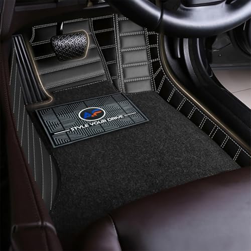 Image of Autofurnish Premium 9D Car Mat Full Set for Mahindra XUV 3XO (Automatic) 2024 || Luxury Leather Dual-Stitch Full Set 9D Car Floor Mat || 100% Waterproof || Color : Black Silver