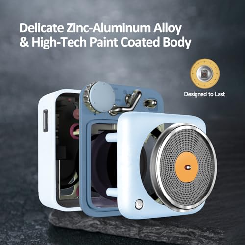 Image of Muzen Mini Bluetooth Speaker, Button Small Cute Portable Metal Retro Wireless Speaker with Loud Volume Great Sound and Portable Lanyard & Gift Bag for Office Classic Vintage Decor