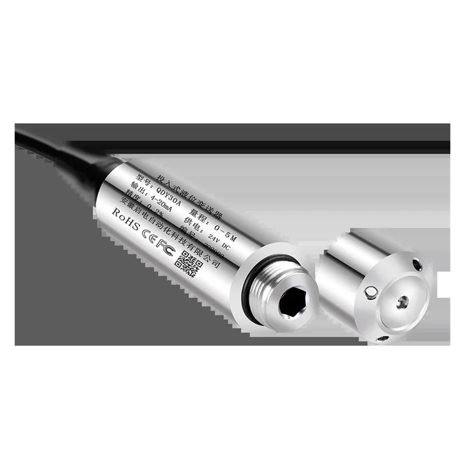 Transmisor de Sensor de Nivel de Agua IP68 1-5 V Salida RS485 SS304 DC24 V Sensor de líquido Capacitivo(5m Range 5m Cable,1-5V Output)