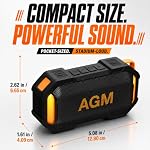 AGM Magnetic Portable Speaker Bluetooth 5.4, Stereo Sound, Punchy Bass, TWS Pairing, USB-C, IPX7 Waterproof, Ambient Light for Outdoors Party Holiday Golf Gifts