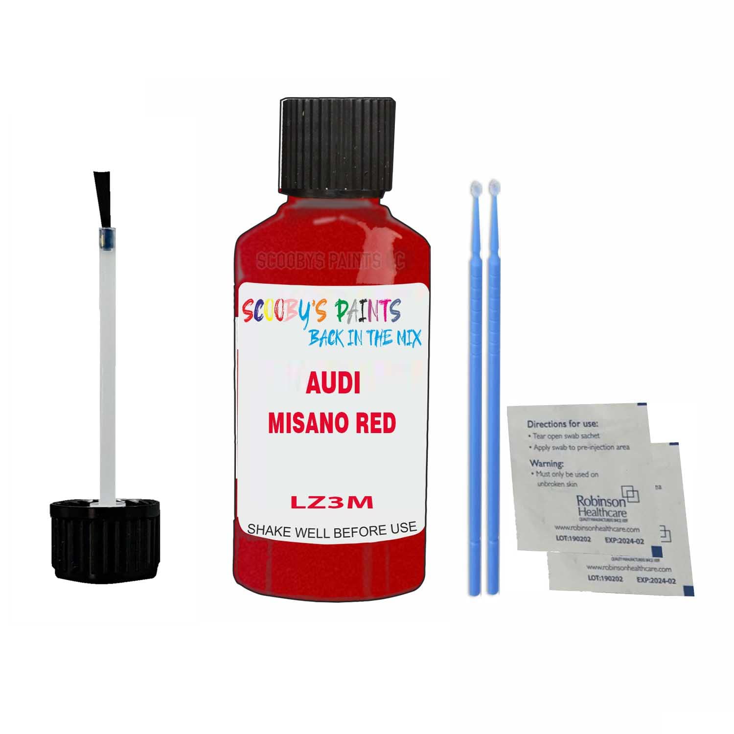 Scoobys Paints Back In The Mix Misano Red Touch Up Paint For Audi A1 Lz3m 1995-2021 30Ml Bottle Brush Scratch Stone Chip Repair Pen
