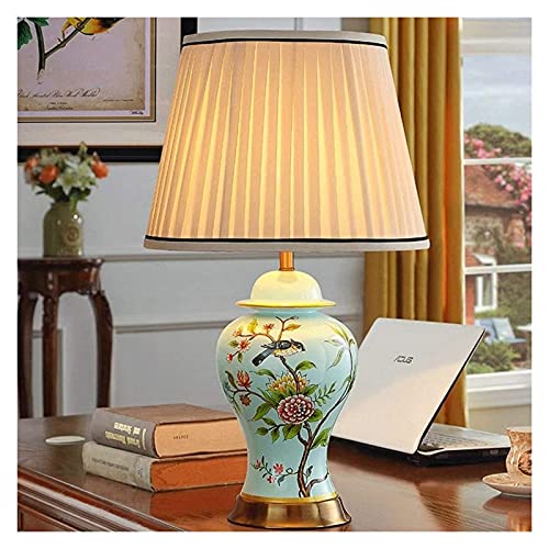 Lampe de bureau rétro en céramique anti-fatigue oculaire double abat-jour