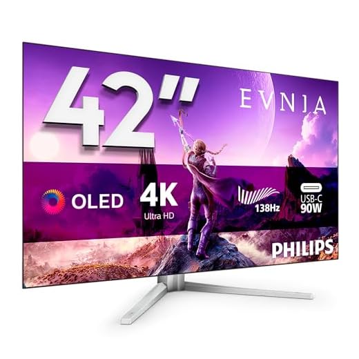 Philips Evnia 42M2N8900-42 Zoll OLED UHD Gaming Monitor, 138 Hz, Ambiglow, FreeSync Premium, G-Sync Comp (3840x2160, 0.1ms GtG, HDMI 2.1, DisplayPort, USB-C (90W PD), USB Hub) grau/Weiss