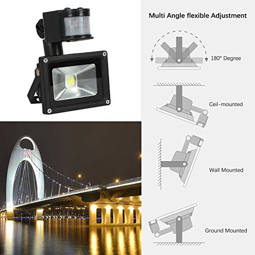 FAISHILAN Motion Sensor Flood Light 20W LED IP65 Waterproof Security Lights 6000K, 1600 Lumen, US 3-Plug Outdoor Wall Light