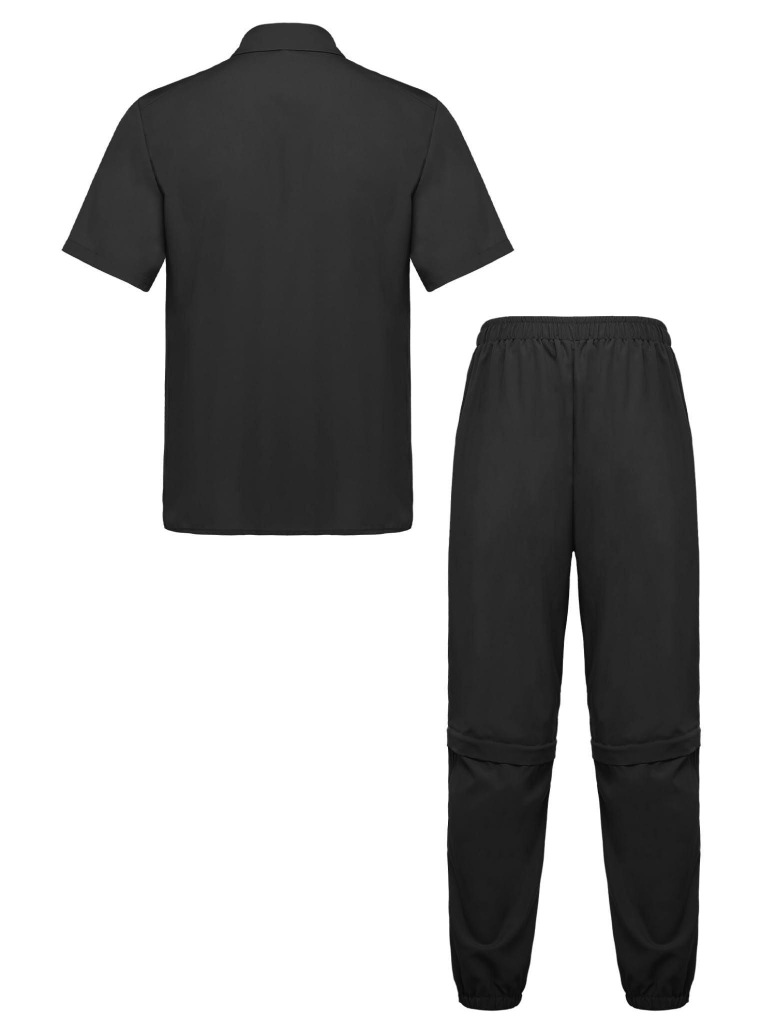 inlzdz Herren Zweiteilier Adaptive Kleidung Set Kurzarm Shirt Tear Away Hose für Patienten nach Operationen Senioren