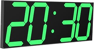 CHKOSDA Reloj LED Digital de Pared Grande con Pantalla LED de 18 Pulgadas, Cuenta atrás con 8 Niveles de Brillo Ajustables, indicador de 12/24 Horas, indicador de Temperatura y Calendario (Verde)