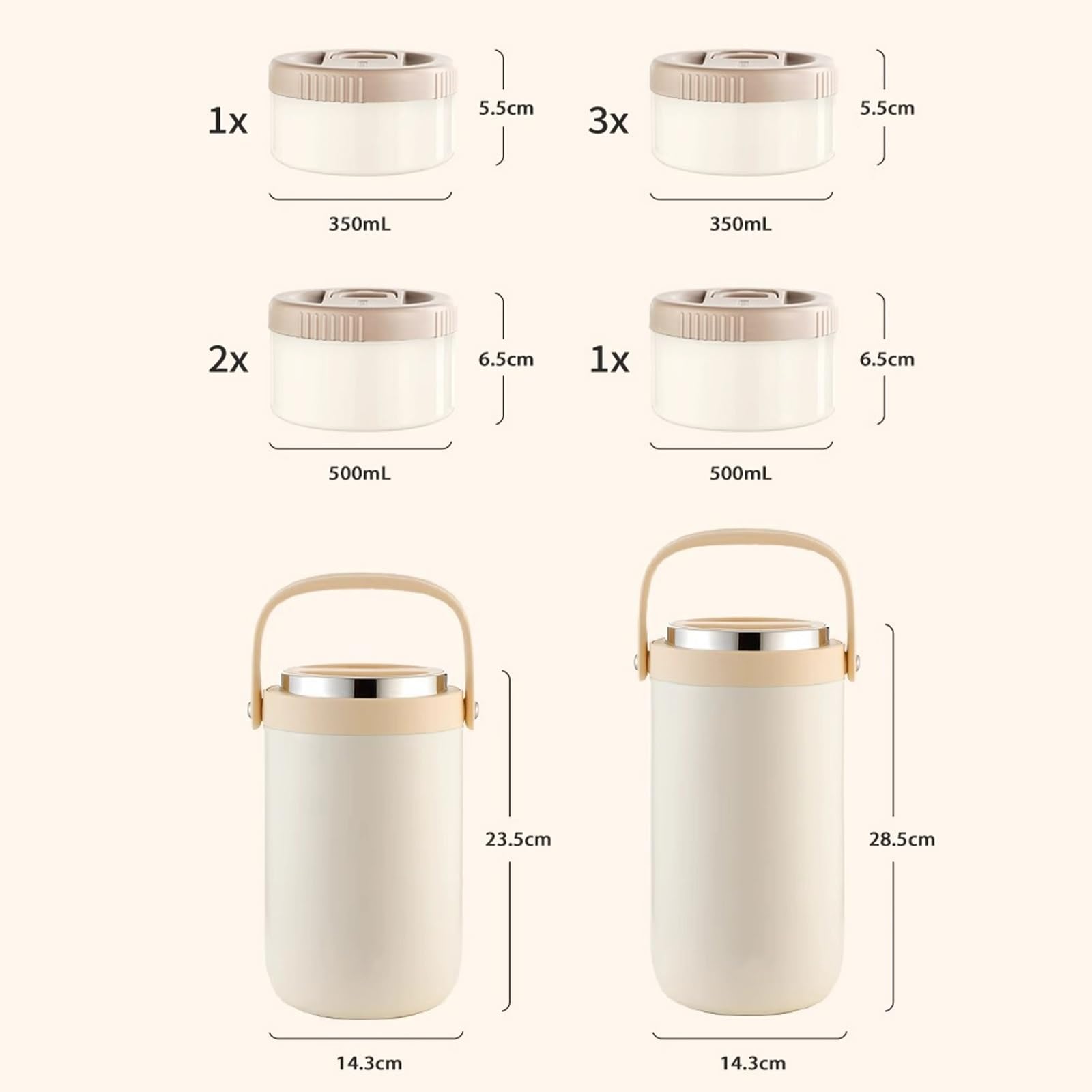 Contenedores térmicos almuerzo acero inoxidable, caja bento, recipiente calentar alimentos, con tapa asa transporte, aislamiento doble capa, for almuerzos escolares, oficina, sopas, gachas(Gray,2.7L)