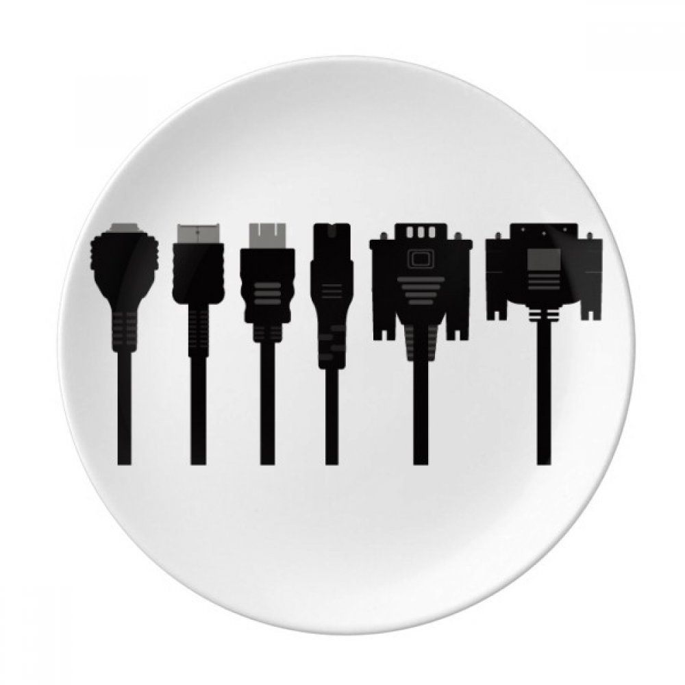 Cadeau de maison original assiette en porcelaine 21cm avec motif de câble noir