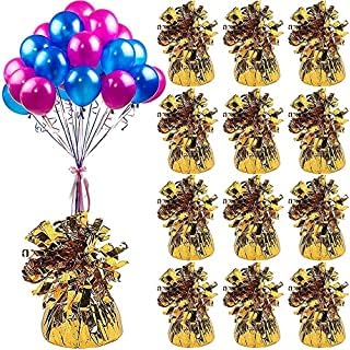 Playo Gold Metallic Balloon Weights, 12 Pack - Christmas Party Decor, Balloon Centerpieces, Balloon Holders, Unisex Gift