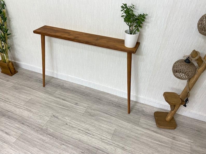 Craftsline 100cm Long Wooden Console Table for Living Room | Side Entrance Table for Home | Sheesham Wood, Coffee Color 4