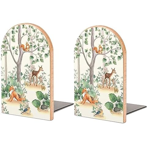 Niapessel Woodland Animals Bookends for Shelves Cover