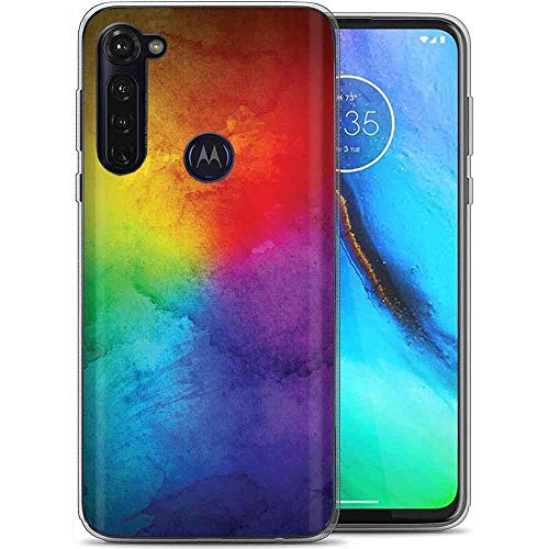 Naked Shield Clear Flex Gel Phone Case Compatible for Motorola Moto G Stylus,Rainbow Tiedye Print,Light Weight, Unbreakable, Flexible, Surround Edge Protection,Designed in USA