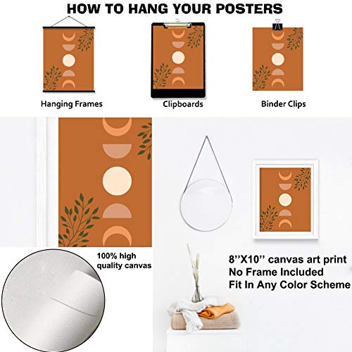 Hlniuc Warm Colors Boho Art Prints, Mid Century Modern Canvas Poster Set Of 6(8”X10”, Unframed), Minimalist Abstract Geometric Sun Wall Art Canvas Poster For Living Room Bathroom Decor #TOP6