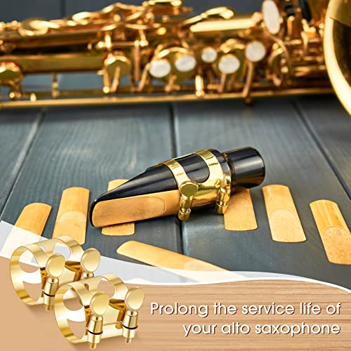 image for Fiada 2 Pcs Alto Sax Ligature Alto Saxophone Ligature Gold Alto Saxoph