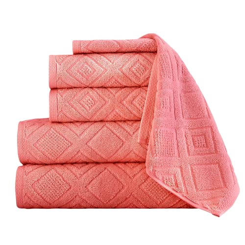 Toallas de baño Nine West color coral rosa de algodón para un secado cómodo diario 2