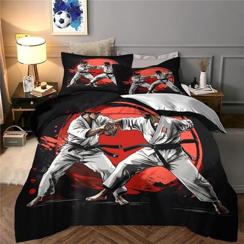 Parure de lit karaté 140x200 fermeture éclair en microfibre 3D