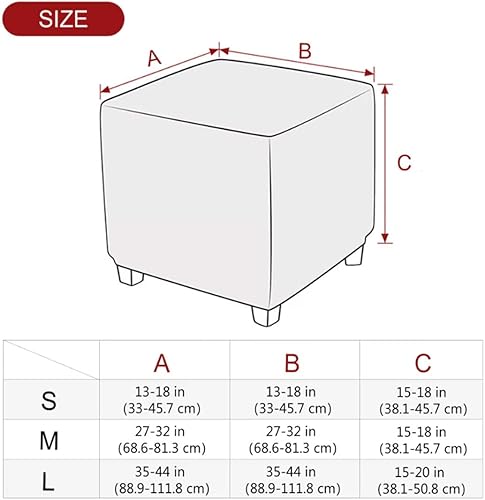 Miniatura 2 de Funda otomana cuadrada de terciopelo para otomana, protector para reposapiés, taburete, muebles, elástico, cómodo, con parte inferior elástica,