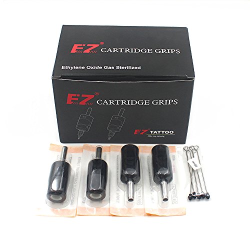 EZTAT2 Disposable 1 Inch Tattoo Cartridge Grip Tubes Black 20 Pieces with 5 Pcs Needle Bars