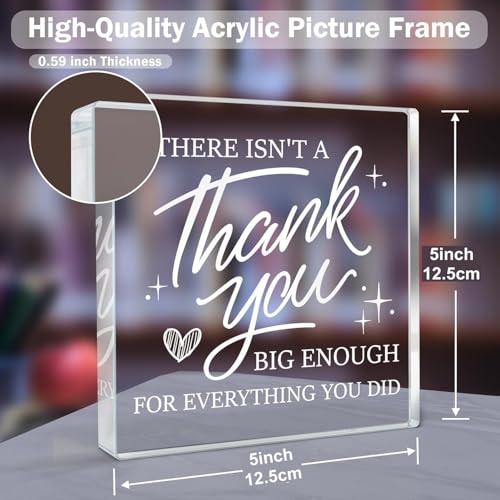 Image of Thank You Gifts for Women Men, Teacher Appreciation Gift, Mothers Day Gifts, Thanksgiving Day gift, Leaving present, Thank You present for Leader Colleague Principal Coworker Daycare Nurse Boss, Square Acrylic Desk Decor Plaque