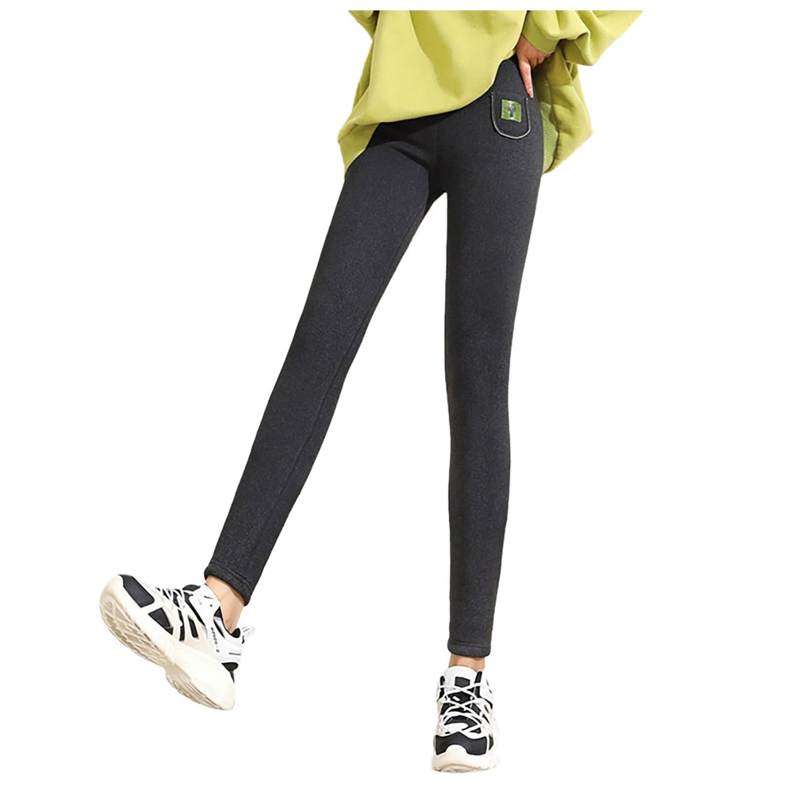 Leggins Termici Donna, Pantaloni Donna Palestra, Leggins Felpati Fodera In Pile Termica Caldi Solid Color Pantaloni Da Yoga Modellante Morbidi Elasticizzati Vestibilità Slim
