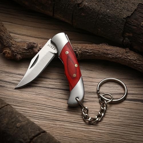 Image of Folding Pocket Knife with 1.5in D2 Stainless Steel and Wood Handle, 3.5in Total Length, Compact EDC Gear