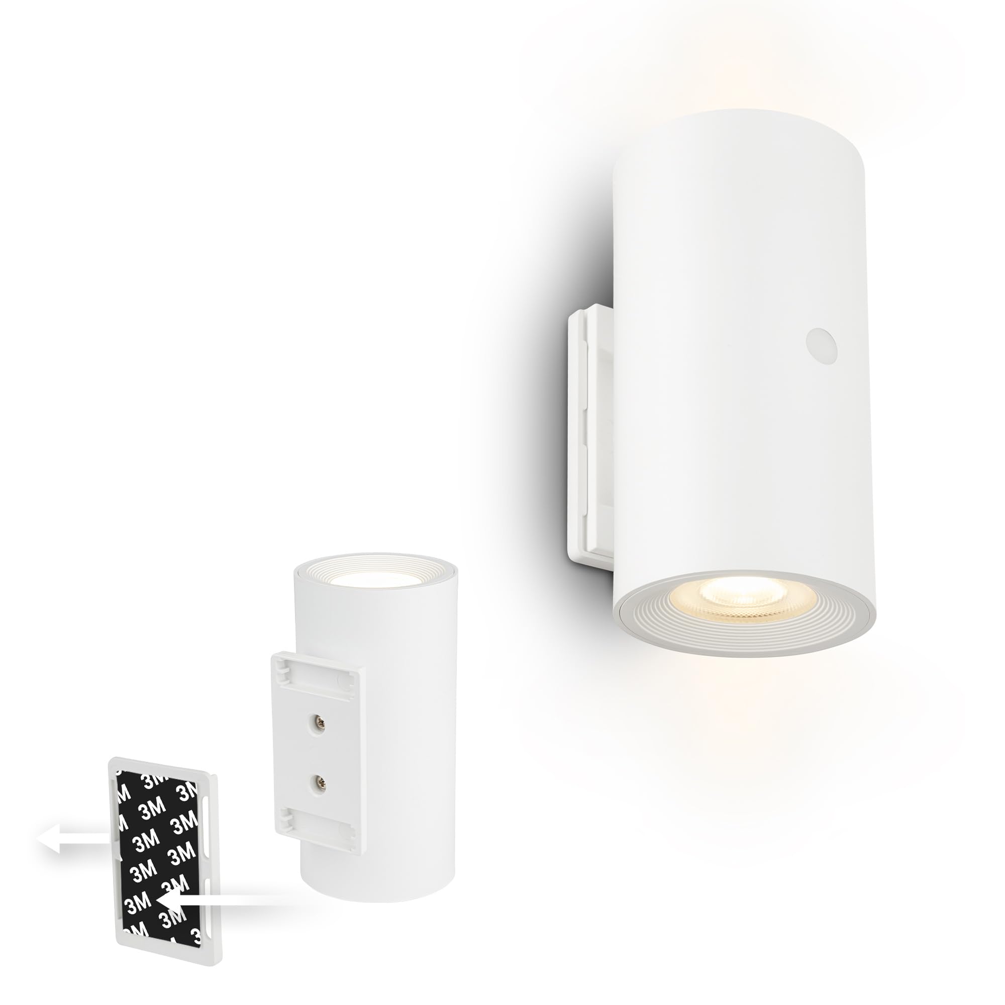 BRILONER Sticklights lampa ścienna bez prądu i wiercenia z baterią, dotykowa, możliwość ściemniania, ciepła biel, bezprzewodowa, do ponownego ładowania, na ścianę, 6,1 x 12 cm, biała