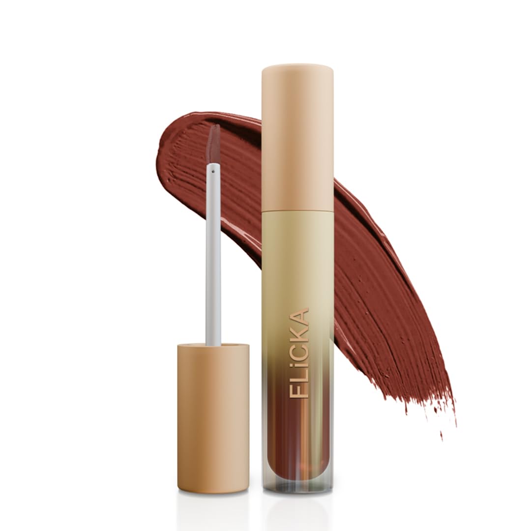 FLiCKA R U Ready 04 SpicedTea - Warm Brown Liquid Lipstick for a Cozy, Chic Vibe | Velvety Matte Finish | 5ml | Long-Wearing, Non-Fading, Transfer-Resistant-image-2