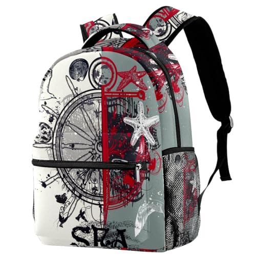 Sac à dos d'école multicolore à motif marin pour ado et enfant 29cm
