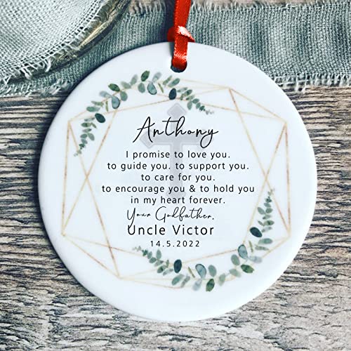 Touber Personalized Baptism Ornaments Personalised Godparents Godmother Godfather Promise to Godchild Christening Baptism Ceramic Ornament Keepsake Baby Christening Gifts