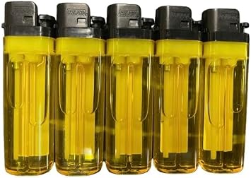 5 Cheap Disposable Lighters - Regular Size Yellow