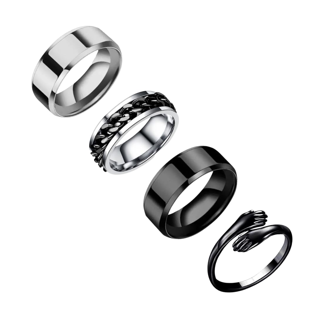 BELLINA Trendy Rotatable Spinner Finger Ring And Round Ring Combo For Boys And Men (Pack Of 4) (B0CBQRMPYN) Amazon Price History, Amazon Price Tracker