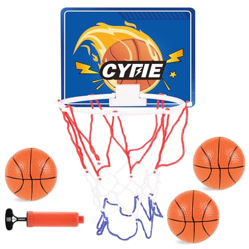 CYFIE Mini Basketball Hoop for Toddler Kids, Indoor Suction Cup Basketball Hoop with 3 Balls for Bath, Bedroom, Office Door, Fun Sports Toy for Boys Girls
